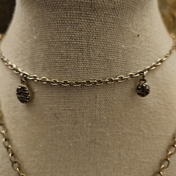 White House Black Market Black and Silver rhinestone necklace - Picture 4 of 5